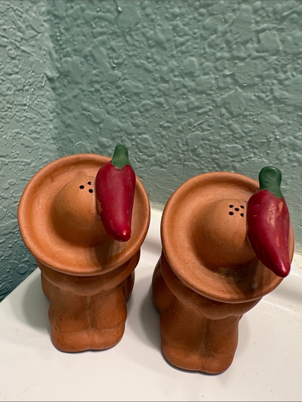 Vintage Terracotta Chili Pepper Salt and Pepper Shakers